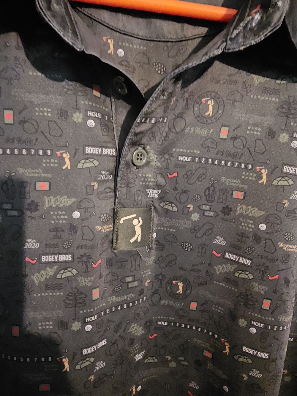 Bogey Bros Black Printed Golf Polo Shirt
